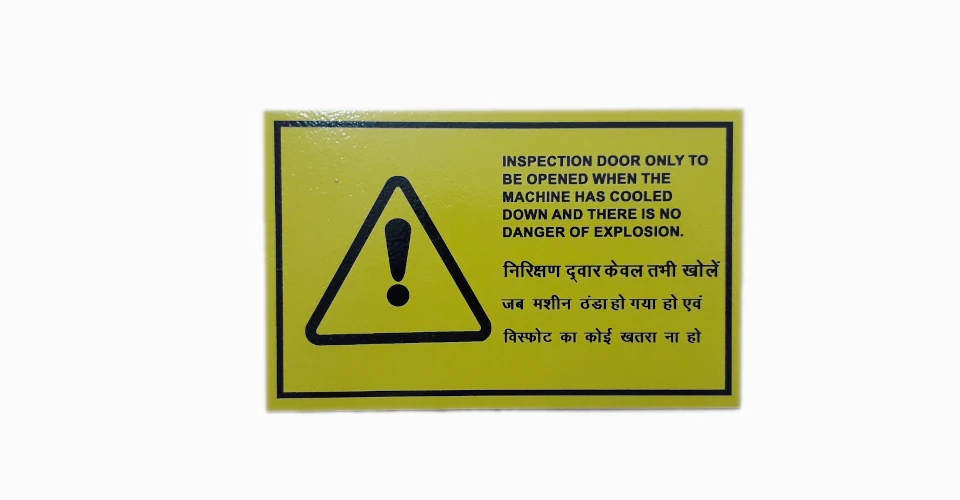 Equipment Printed Nameplates