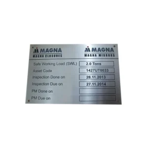 Industrial Steel Etched Nameplate 3