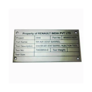 Industrial Steel Etched Nameplates